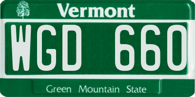 VT license plate WGD660