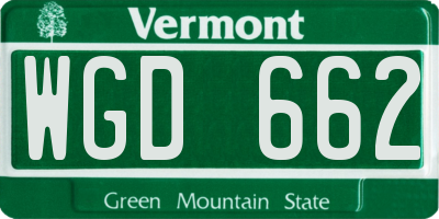 VT license plate WGD662