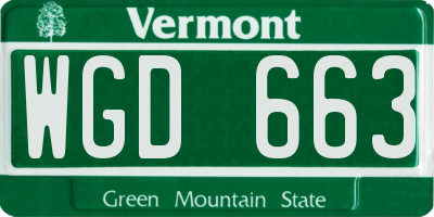 VT license plate WGD663