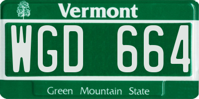VT license plate WGD664