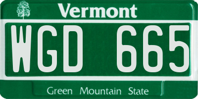 VT license plate WGD665