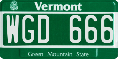VT license plate WGD666