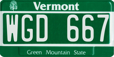 VT license plate WGD667