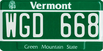 VT license plate WGD668