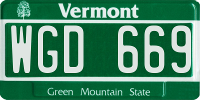 VT license plate WGD669
