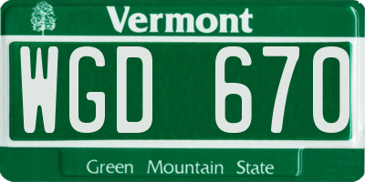 VT license plate WGD670