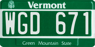 VT license plate WGD671