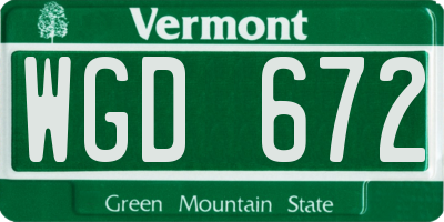 VT license plate WGD672