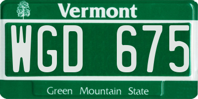 VT license plate WGD675