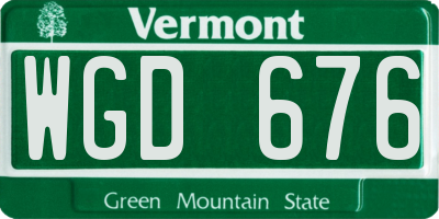 VT license plate WGD676