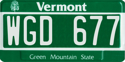 VT license plate WGD677