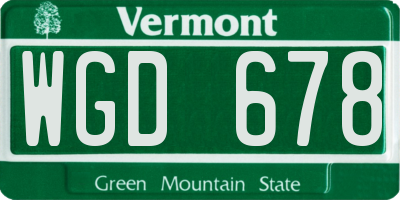 VT license plate WGD678