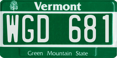 VT license plate WGD681
