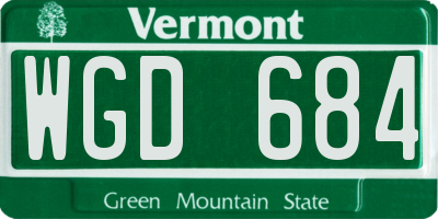 VT license plate WGD684