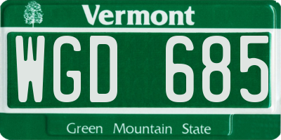 VT license plate WGD685