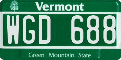 VT license plate WGD688