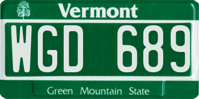 VT license plate WGD689