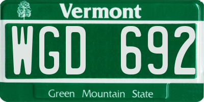VT license plate WGD692