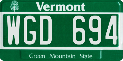 VT license plate WGD694