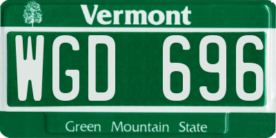 VT license plate WGD696