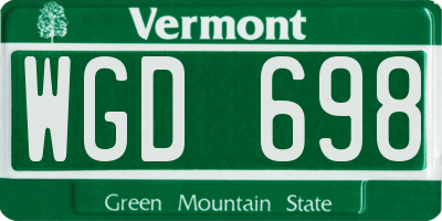 VT license plate WGD698