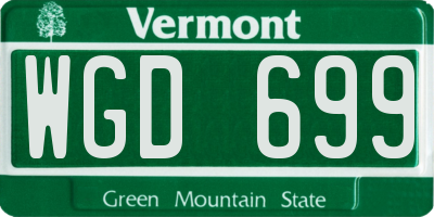 VT license plate WGD699