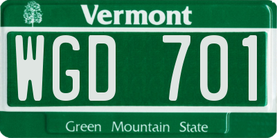VT license plate WGD701