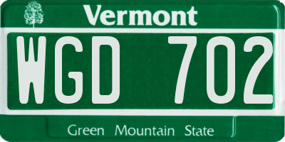 VT license plate WGD702