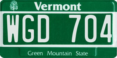 VT license plate WGD704