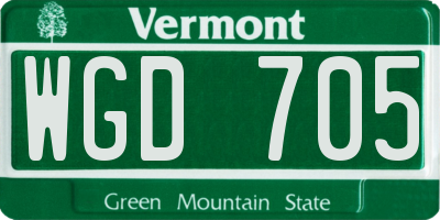 VT license plate WGD705