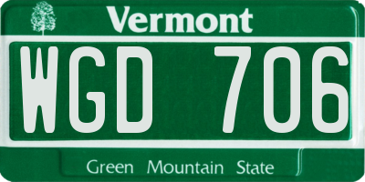 VT license plate WGD706