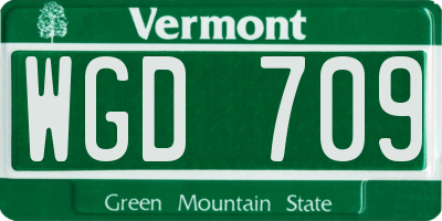 VT license plate WGD709