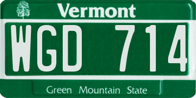 VT license plate WGD714