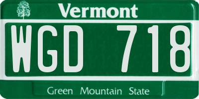 VT license plate WGD718