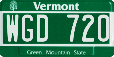 VT license plate WGD720