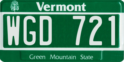 VT license plate WGD721