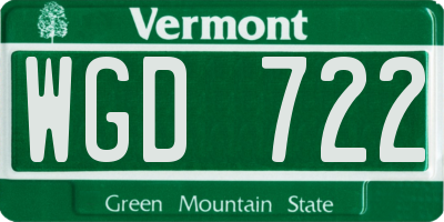 VT license plate WGD722