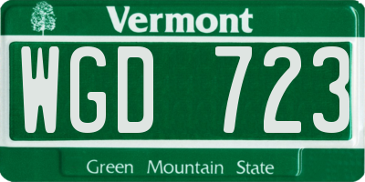 VT license plate WGD723