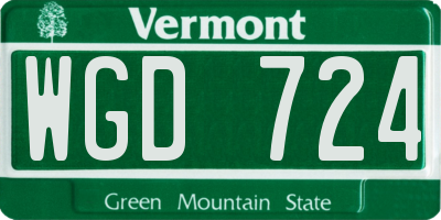 VT license plate WGD724