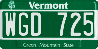 VT license plate WGD725