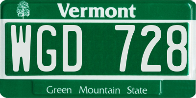 VT license plate WGD728
