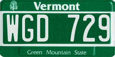 VT license plate WGD729
