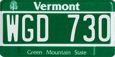VT license plate WGD730