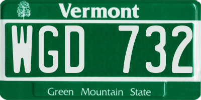 VT license plate WGD732
