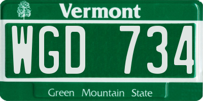 VT license plate WGD734
