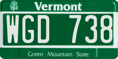 VT license plate WGD738