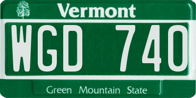 VT license plate WGD740