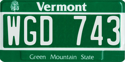 VT license plate WGD743