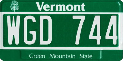 VT license plate WGD744
