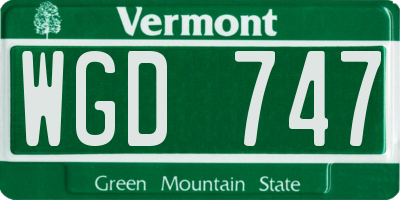 VT license plate WGD747